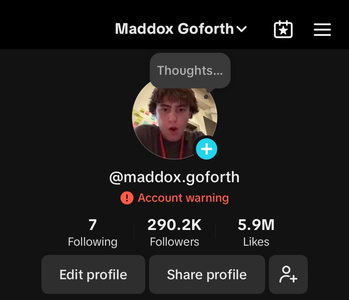 Maddox Goforth's TikTok profile: @maddox.goforth, 290.2K followers, 5.9M likes